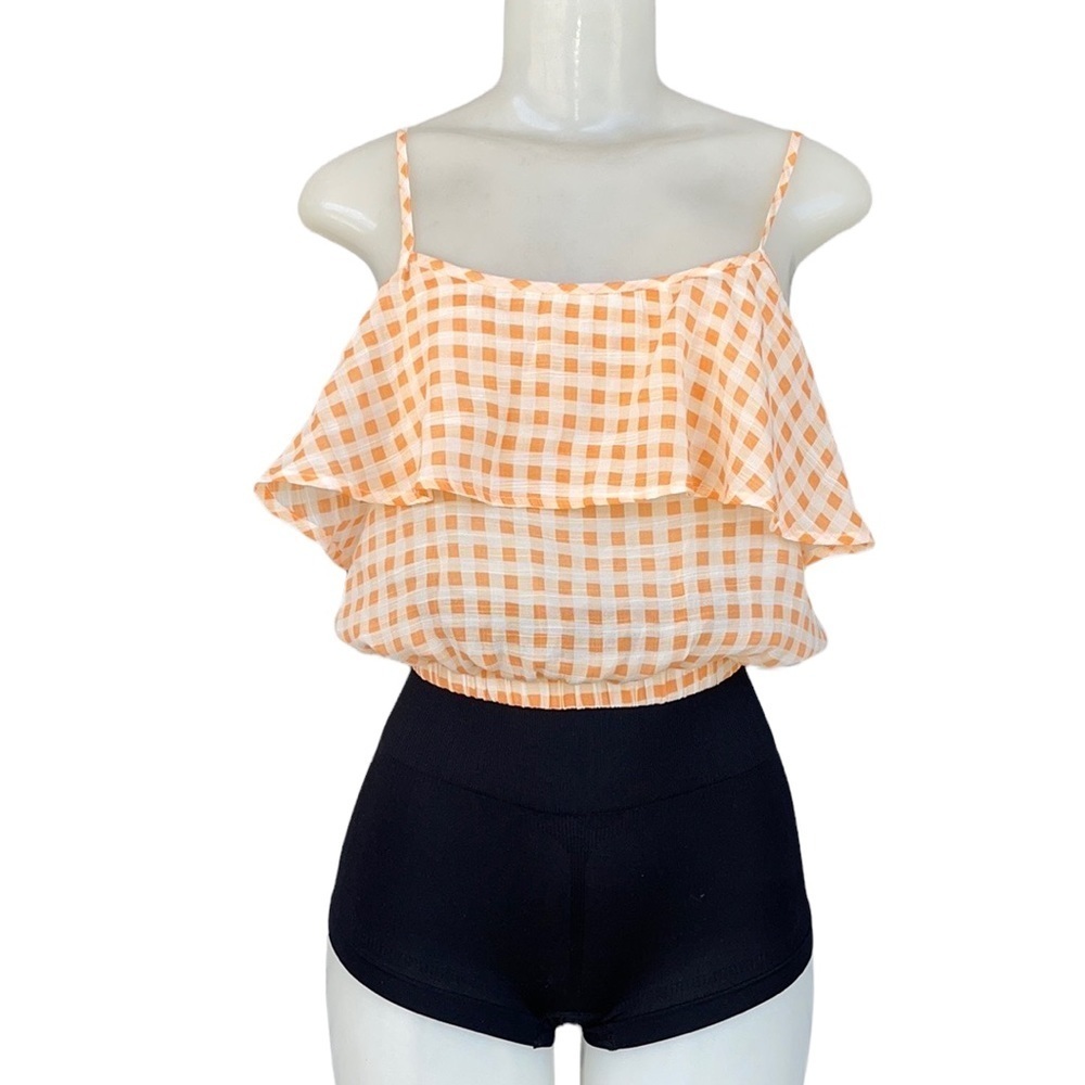 Mine Orange Checker Top Size M